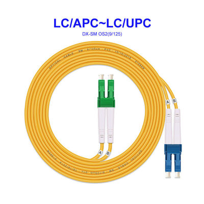 Optik Fiber Kablo LC / APC'den LC / UPC'ye Tek Modlu Çift Çekirdekli Taşıyıcı Sınıfı OS2 Pigtail Özelleştirmesi